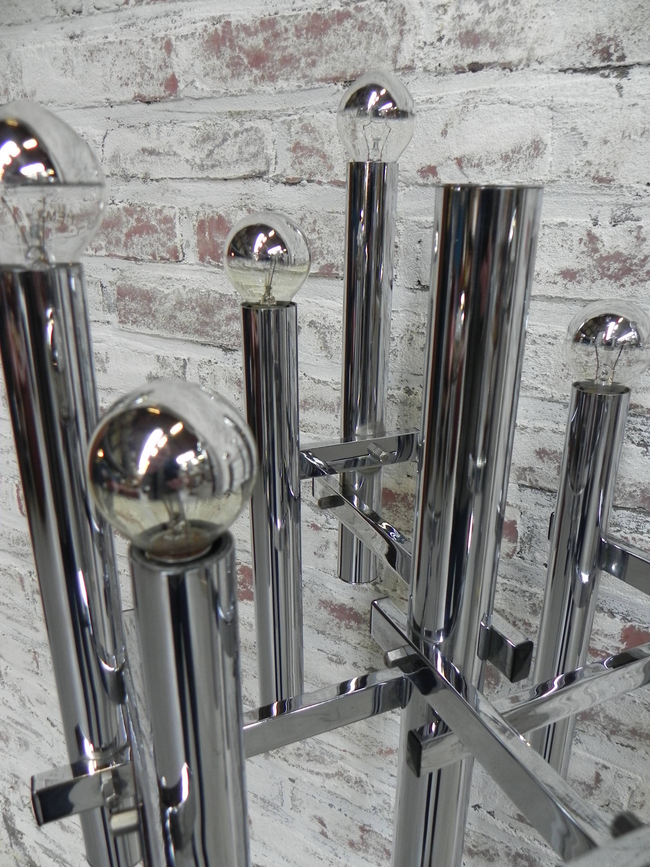 Chrome uplight floor lamp with 8 light points