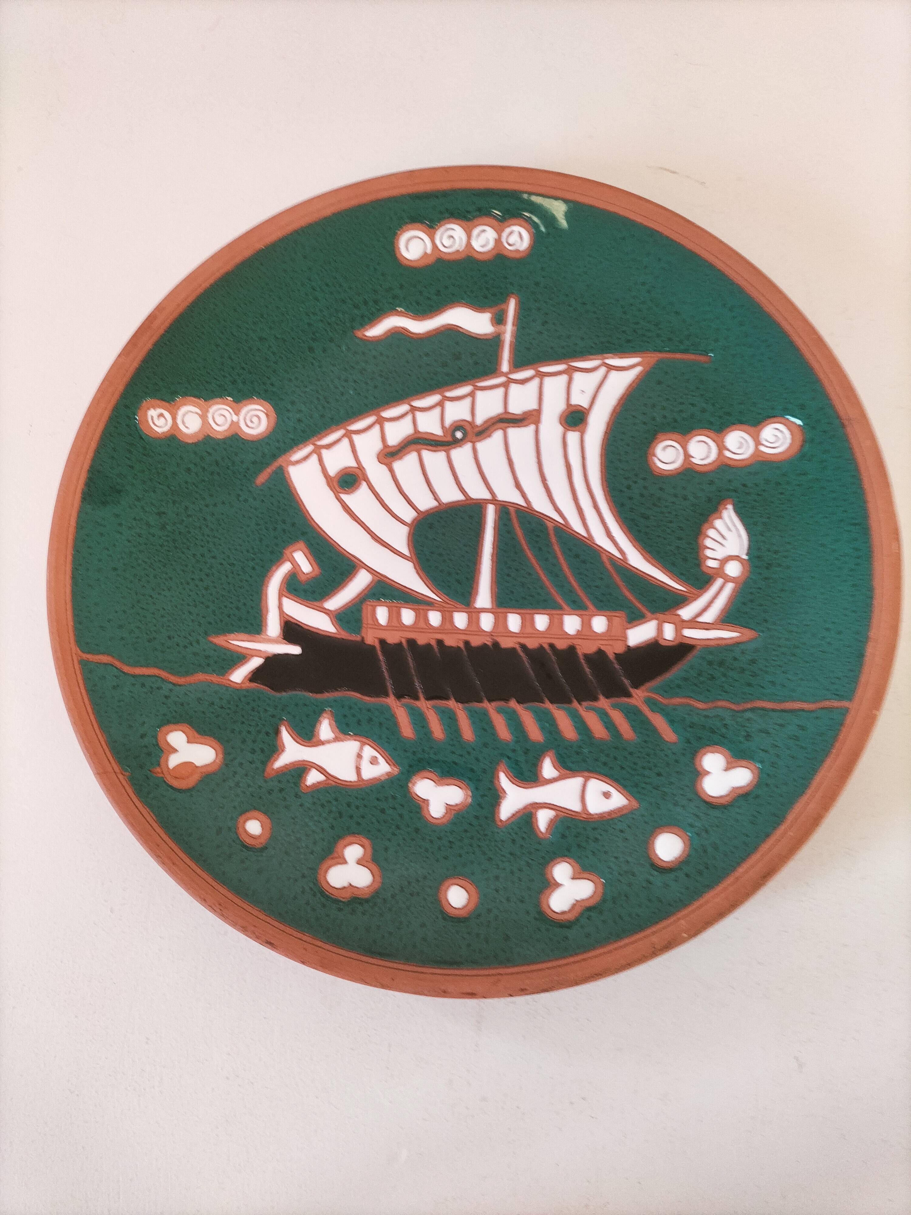 Duo plates Dakas Rhodes antique boats – handmade ceramics