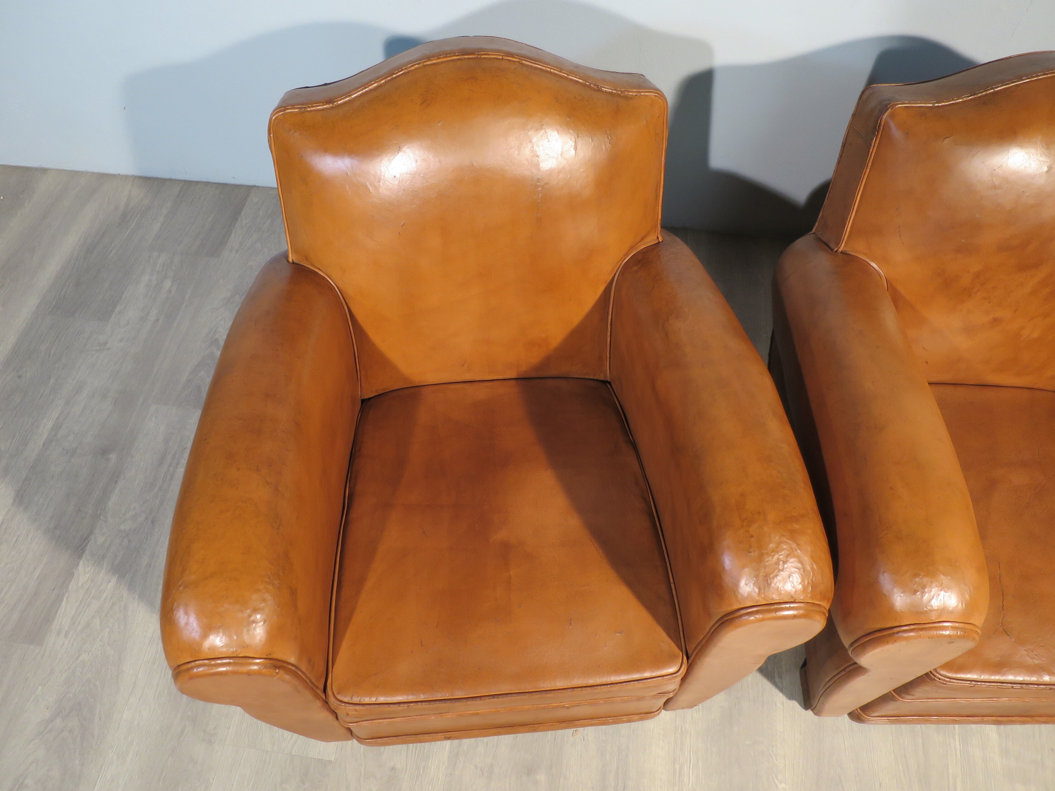 Pair of leather club chairs