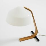 Original Space Age 1960s plywood table lamp with plastic shade by Temde