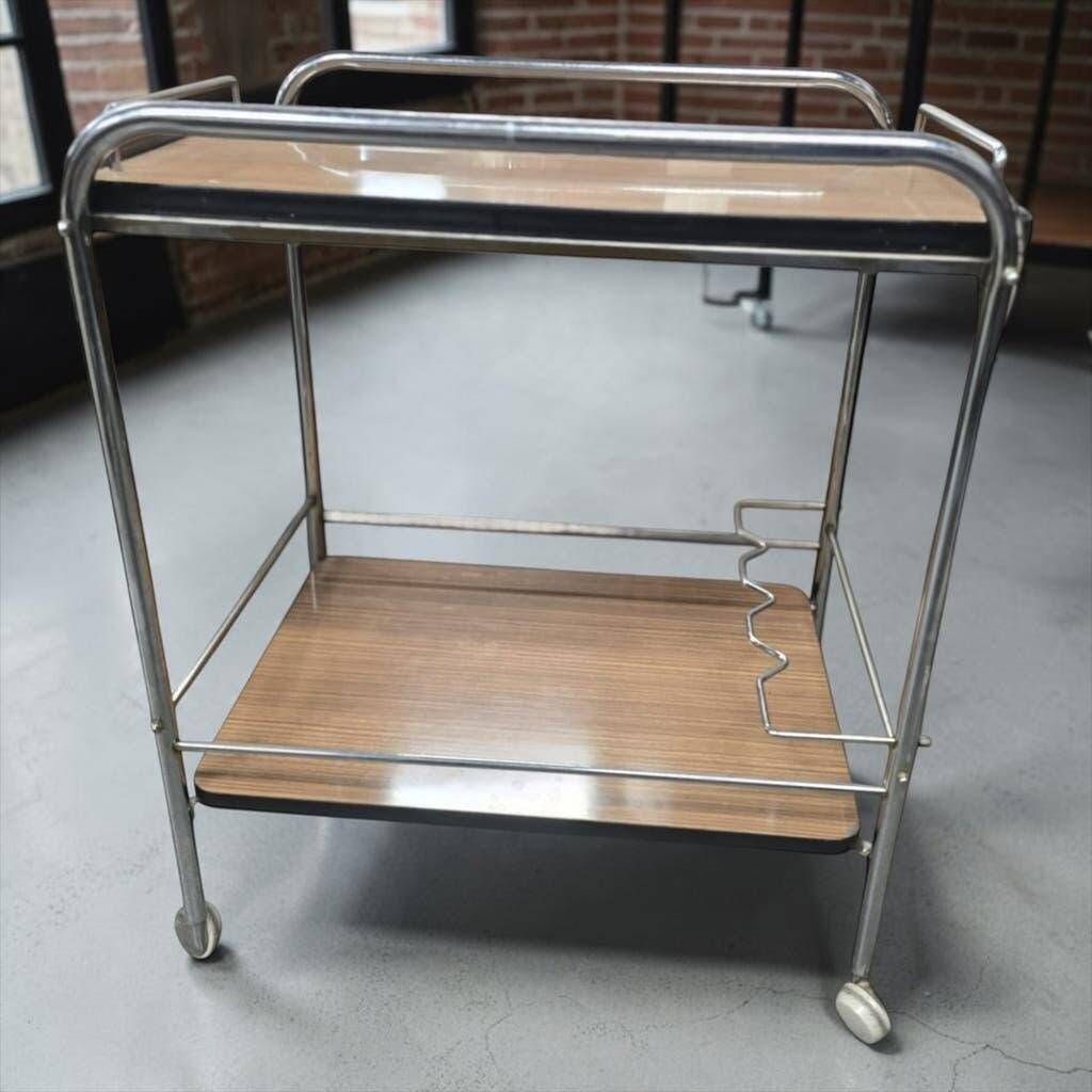 Vintage chrome bar cart/rolling table/tea trolley