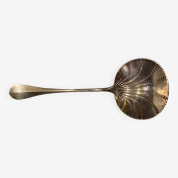 Christopfle silver metal ladle early 20th century shell decoration with punches