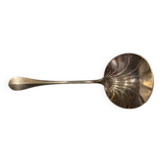 Christopfle silver metal ladle early 20th century shell decoration with punches