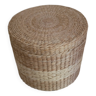 Tabouret de rangement en rotin sur roulettes