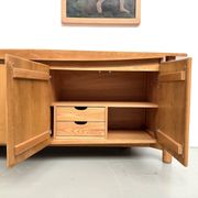 Curved enfilade Maison Regain in solid elm, 1970.