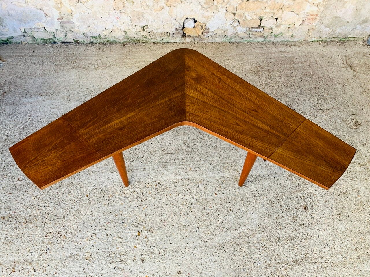 Vintage Scandinavian boomerang coffee table with folding extensions by Samcom, 1960