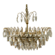 Lustre en laiton et cristal du milieu du siècle de Palwa