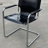 Set of 4 design cantilever chairs black and chrome design made in Italy