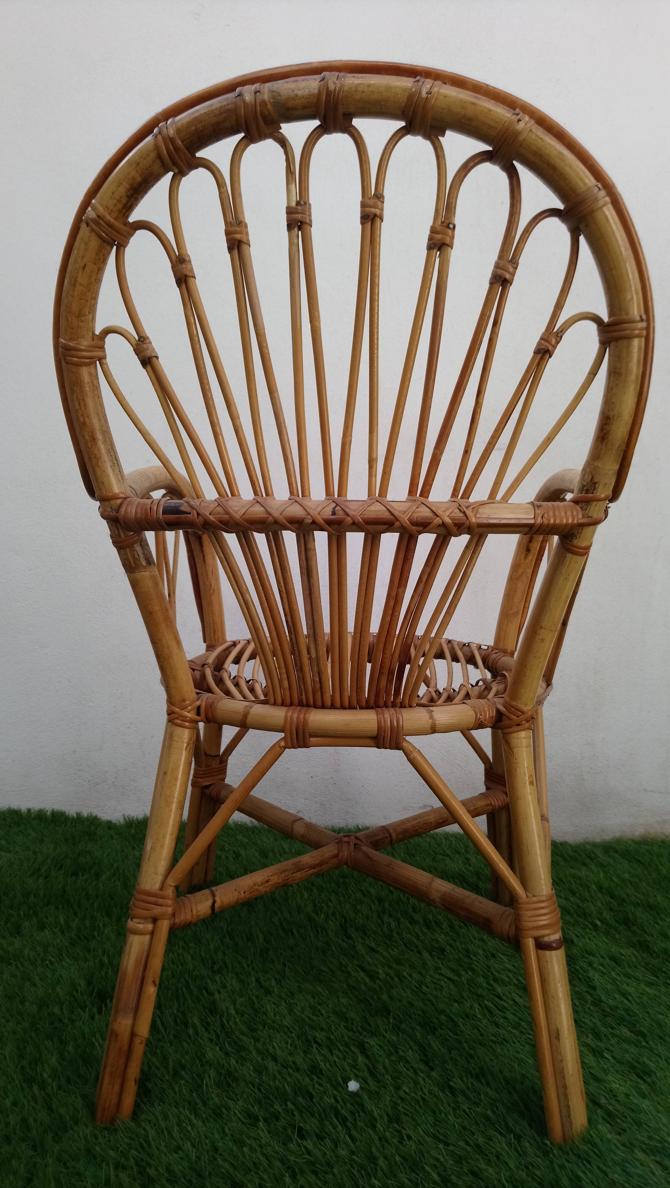 Duo de fauteuils en rotin années 70