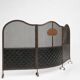French Art Deco wrought iron fireplace screen with 3 panels