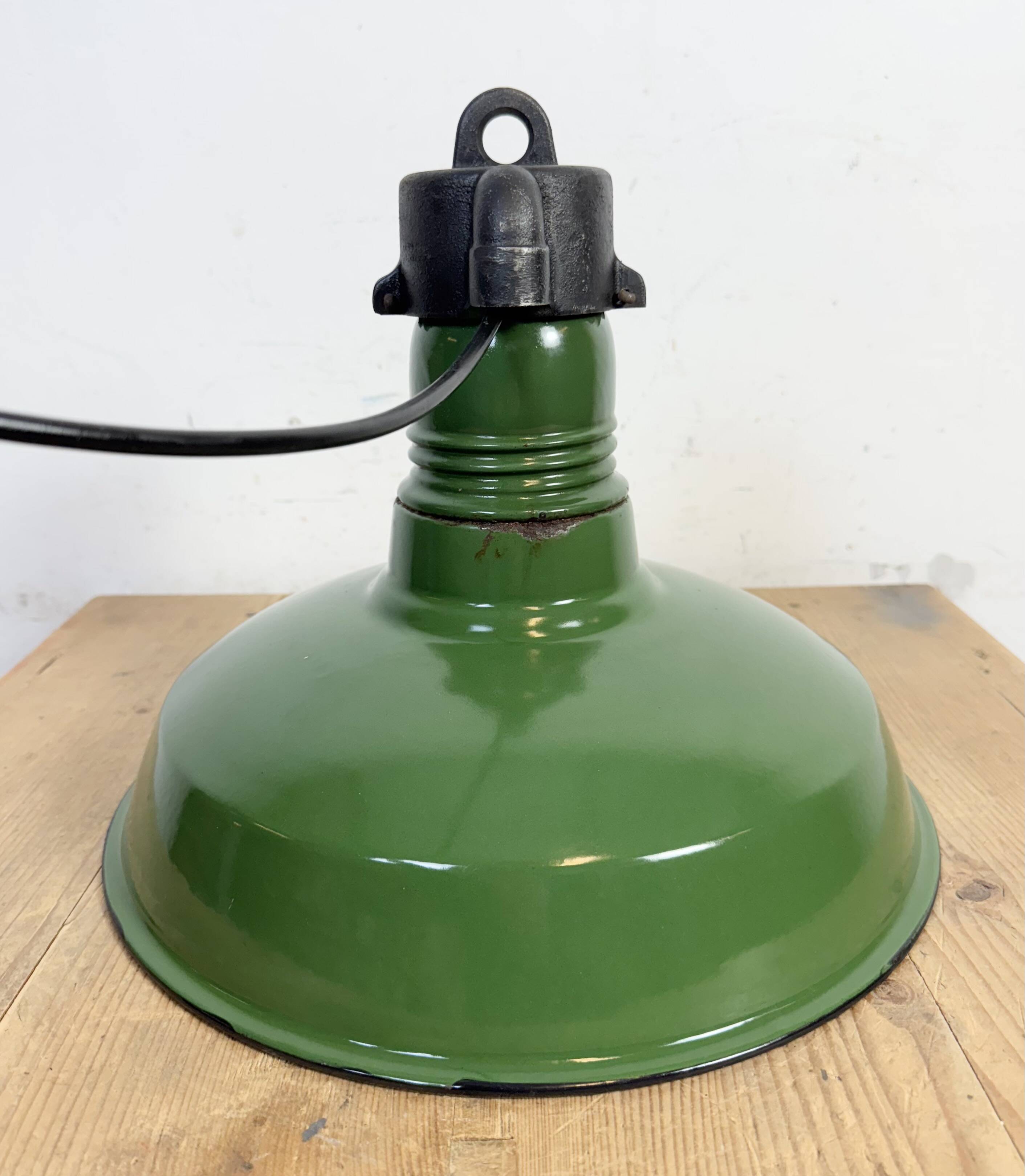 Industrial Green Enamel Factory Pendant Lamp, 1960s