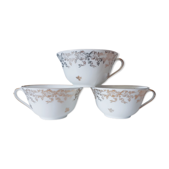 Lot of 3 Limoges porcelain cups