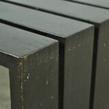 Vintage handmade wide SLATTED bench / side table, Netherlands 1970s