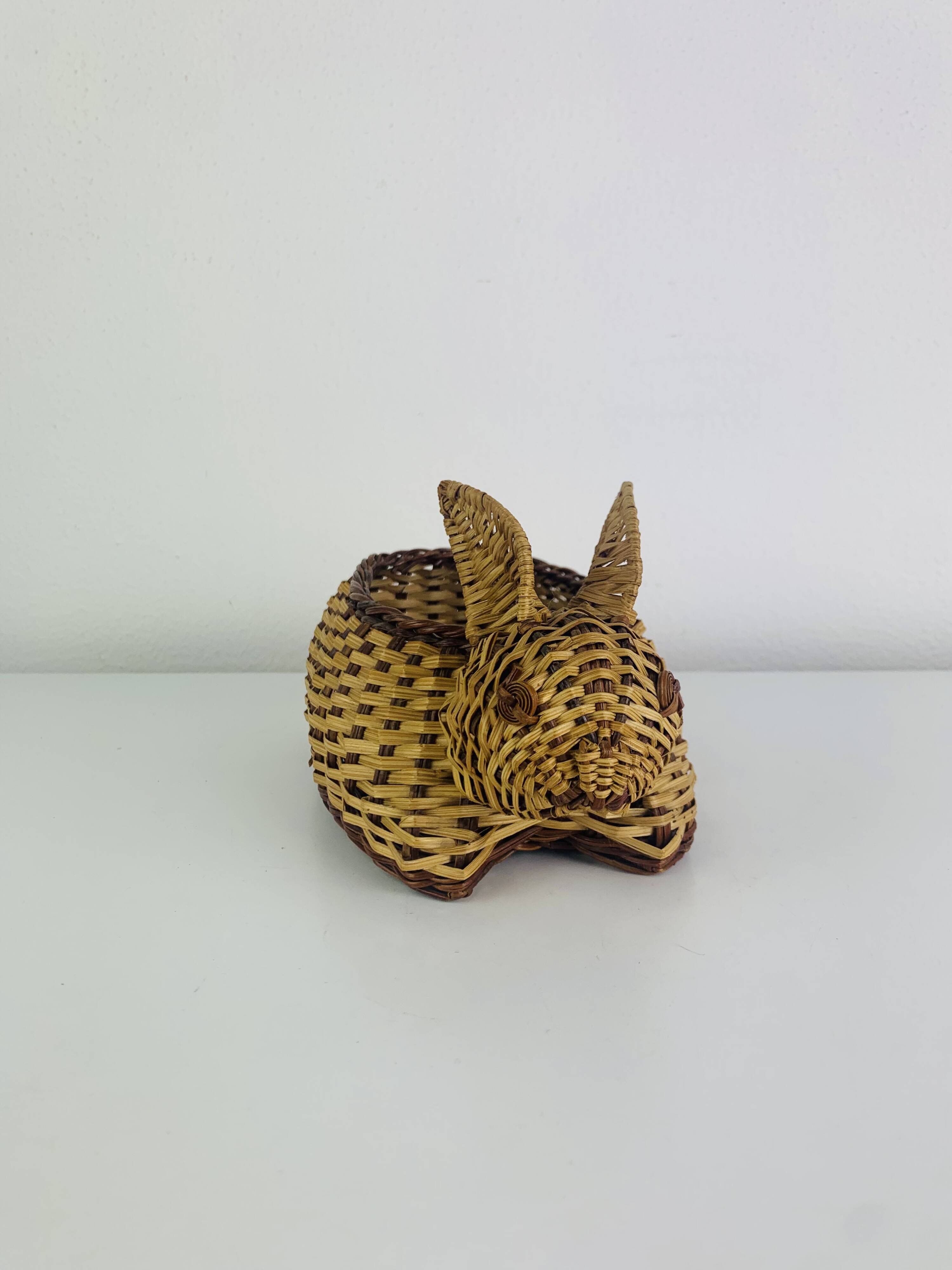 Vintage wicker rabbit basket