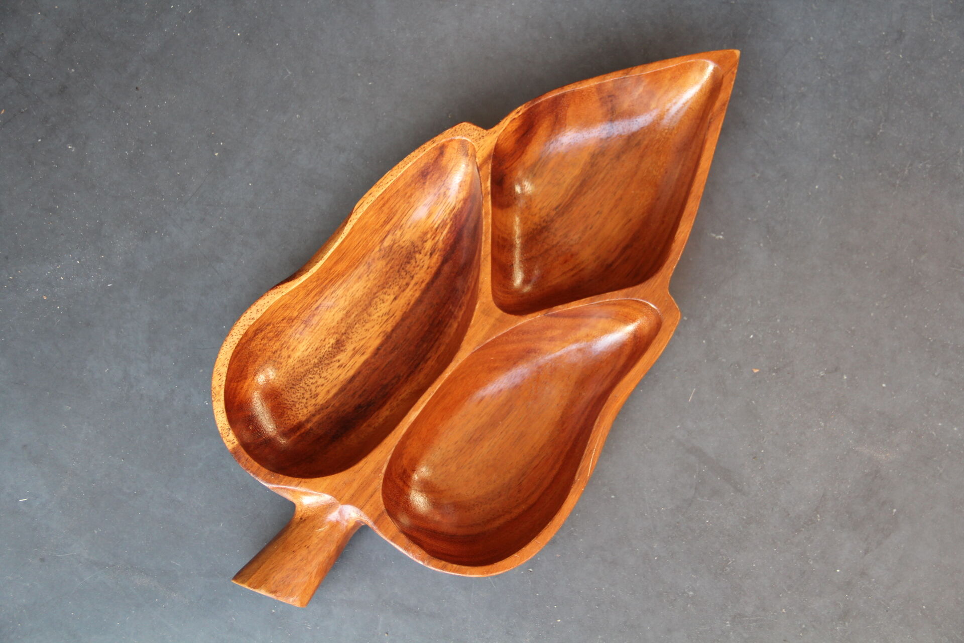 Exotic wooden aperitif tray, circa 1970