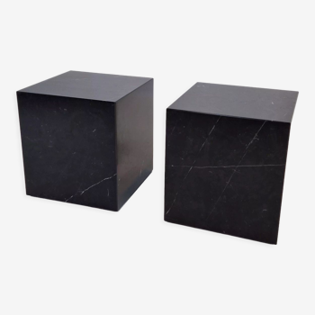 Italian black marble pedestal or side table, 1980's