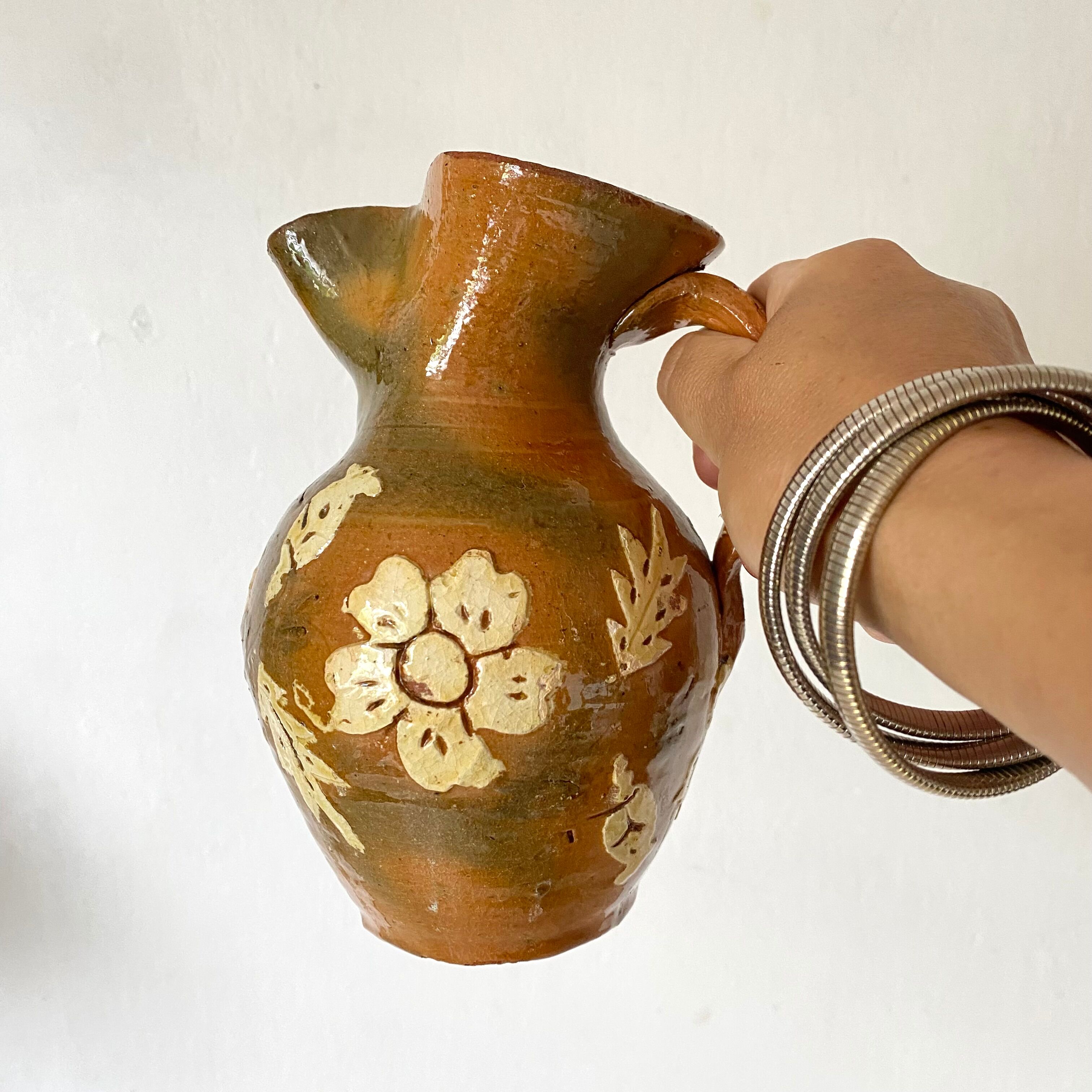 Pitcher jug, flowered pottery