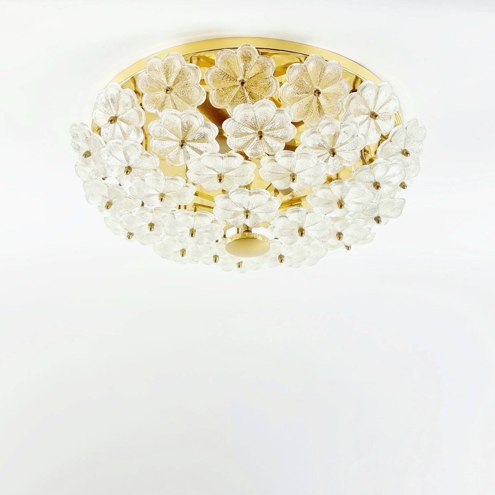 XL Mid-Century Floral Murano Glass Ceiling Light from Ernst Palme, 1970s