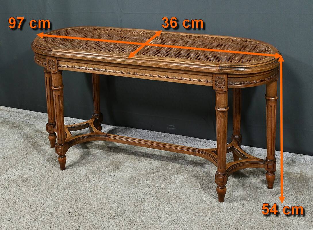 Walnut Piano Bench, Louis XVI Style – Late 19th Century