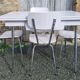 Set in white formica, table and 4 chairs, vintage, 70s