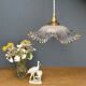 Vintage lampshade pendant lamp in white and gold granite glass