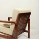 Vintage dark wood beige bouclé armchair by Z.Baczyk 1965