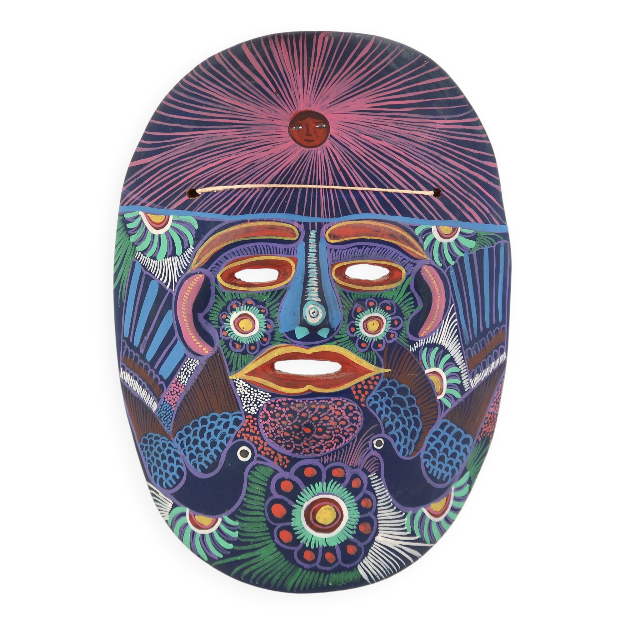 Colorful terracotta mask from Mexico, 1970s