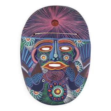 Colorful terracotta mask from Mexico, 1970s