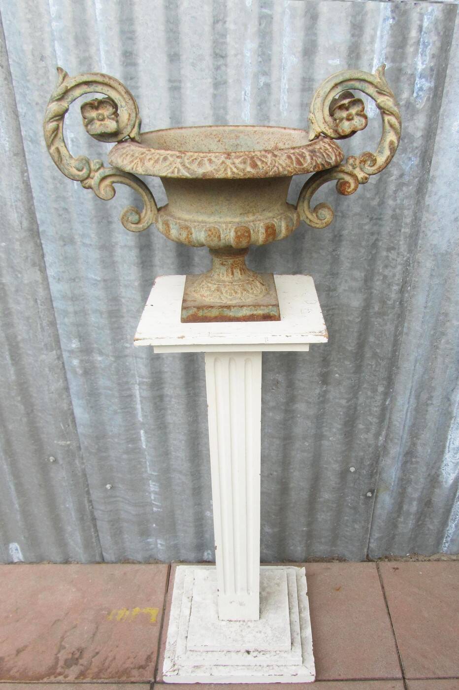 Early 19th Century cast iron Planter with scrolled foliate Handles
