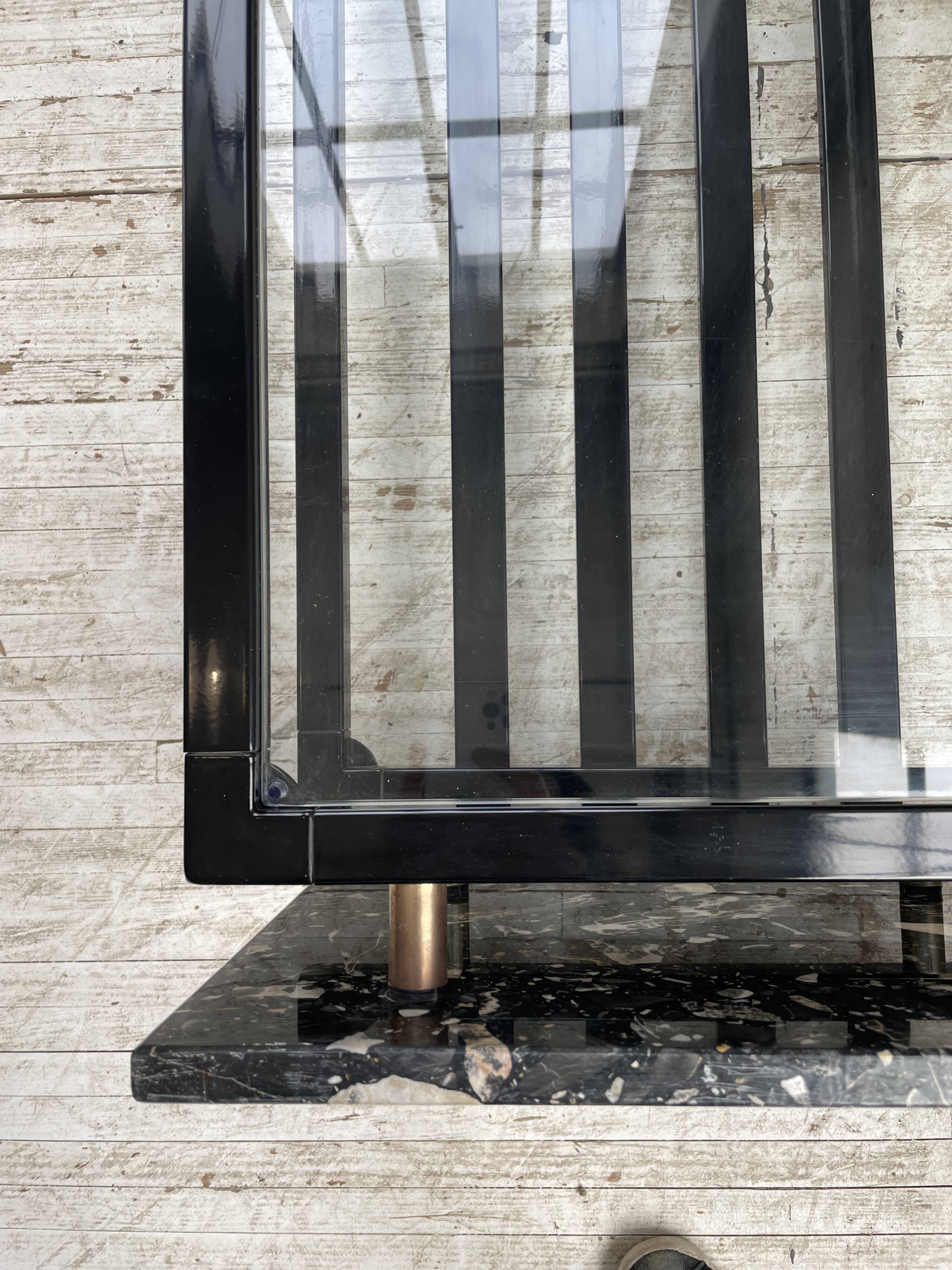 80s Italian marble and glass coffee table