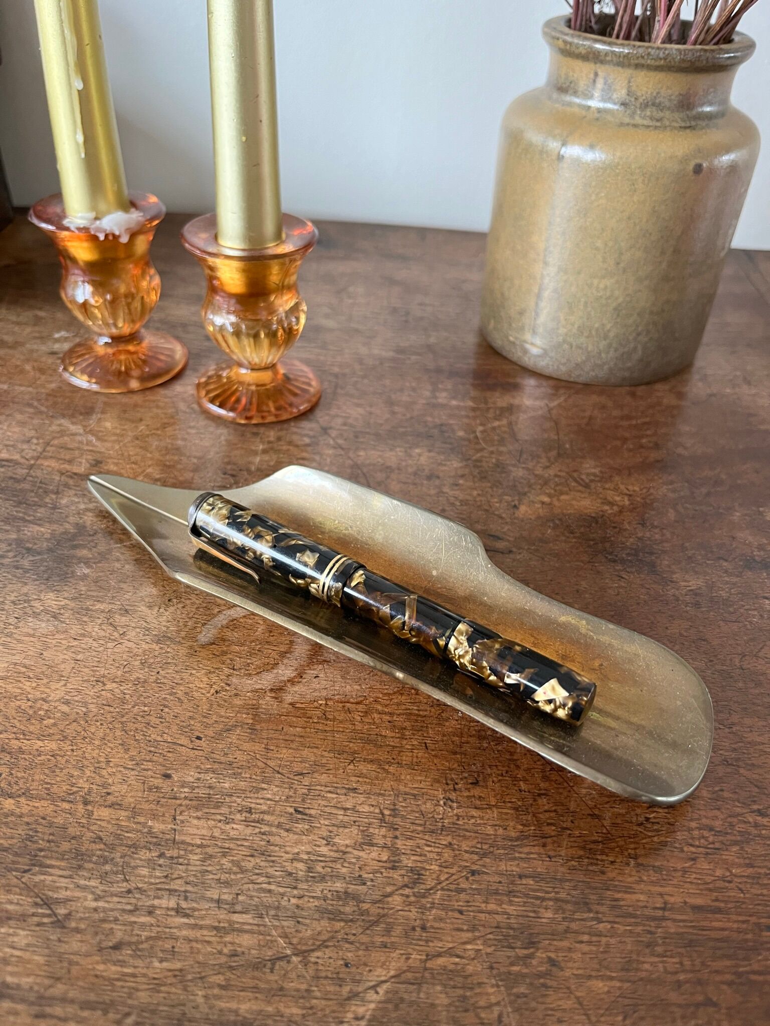 Brass pen tray