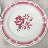 Set de 8 assiettes badonviller art déco  fleurs rouges