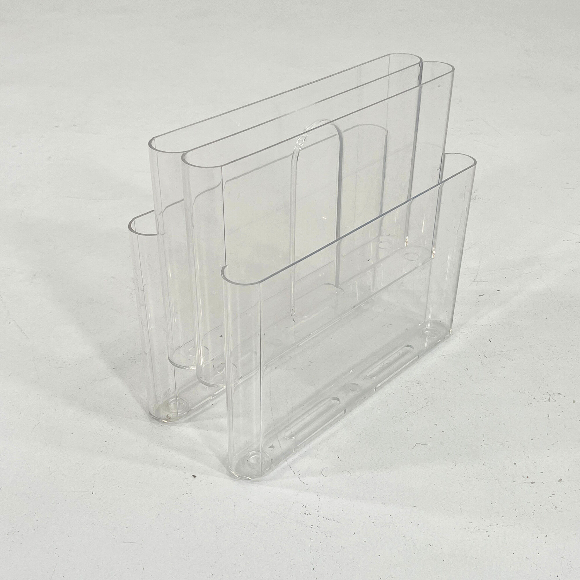 Transparent magazine holder by Giotto Stoppino for Kartell, 1970