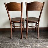 Set de 4 chaises bistrot Fischel en bois courbé chapeau de gendarme 1920
