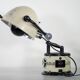 Black and white table lamp made from a 1940s solar lamp.