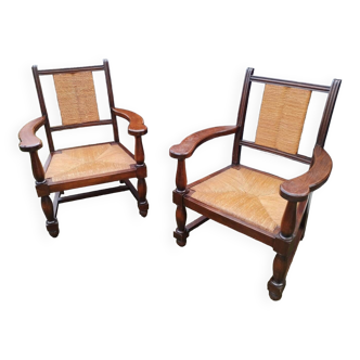 Pair of old brutalist design armchairs