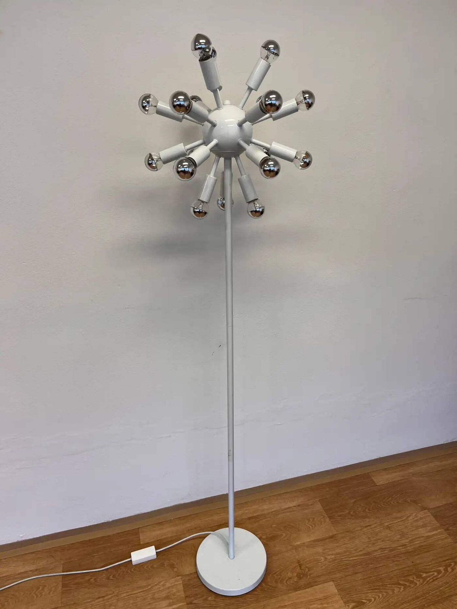 Rare mid-century white floor lamp Sputnik - Atom, around 1980s