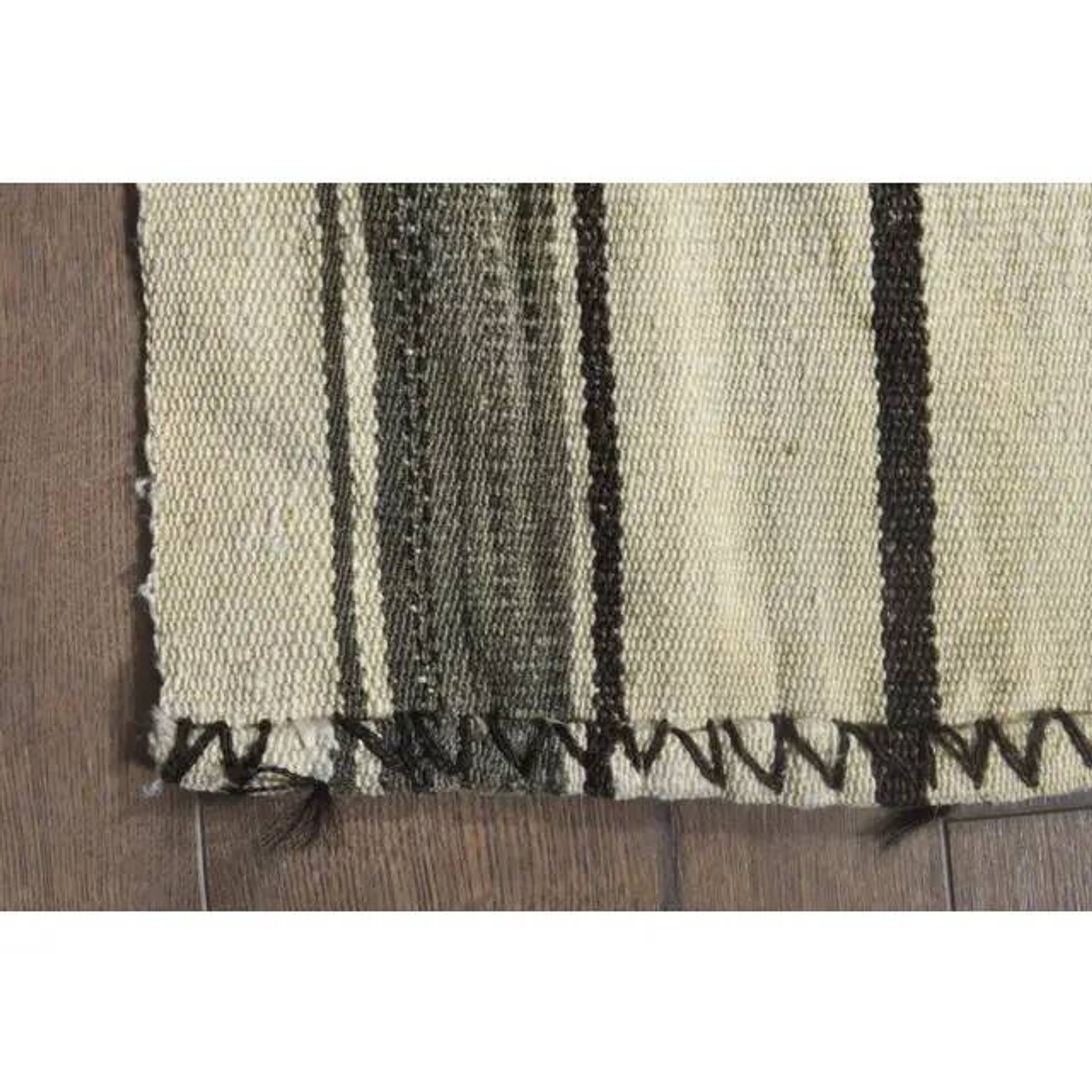 1970s Vintage Turkish Handmade Wool Cotton Brown Kilim Rug 173x369