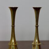 Pair of Scandinavian brass candlesticks from the 1950s by Dansk Designs.