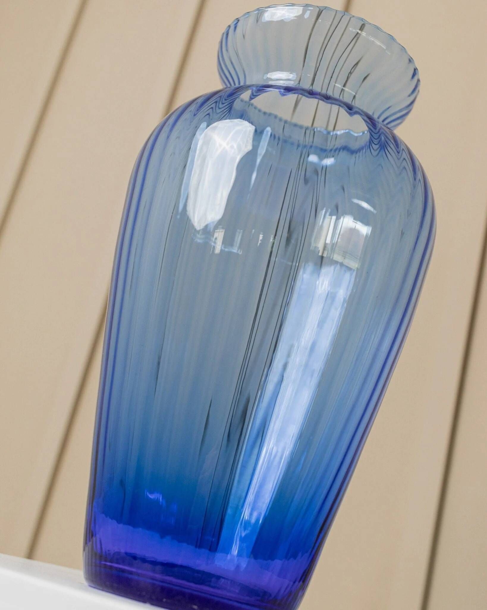 XL Murano Glass Vase in Blue, Italian Mid-Century Art Glass, 1970s