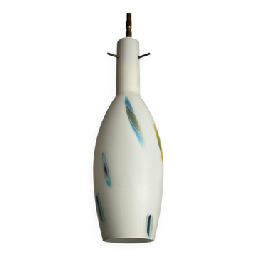 Mid-century multicoloured opaline Murano glass pendant lamp by Stilnovo, Italy, 1950s.