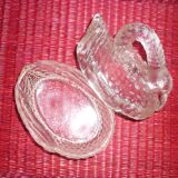 Swan-shaped glass butter dish