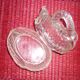 Swan-shaped glass butter dish