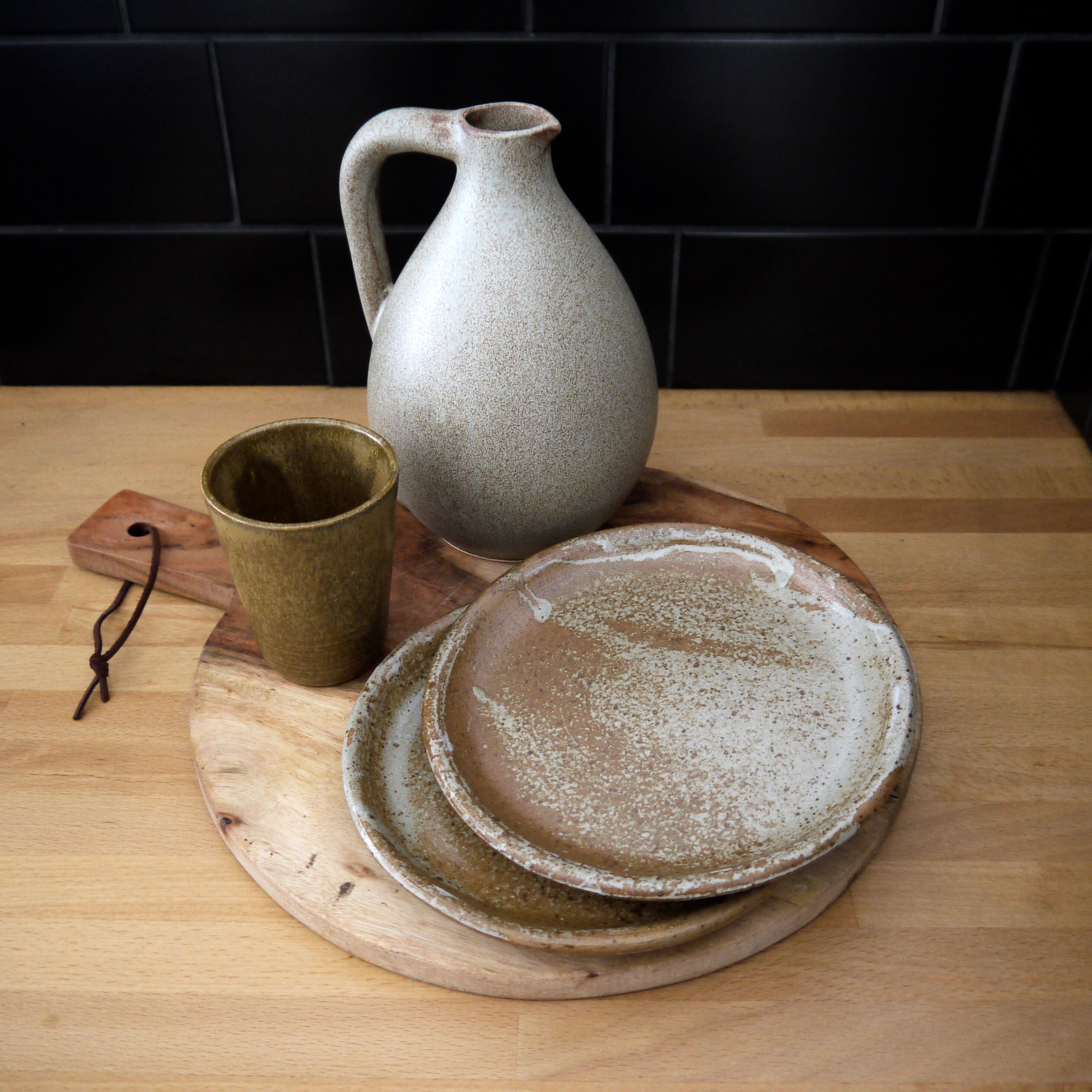 Three cups in stoneware Digoin