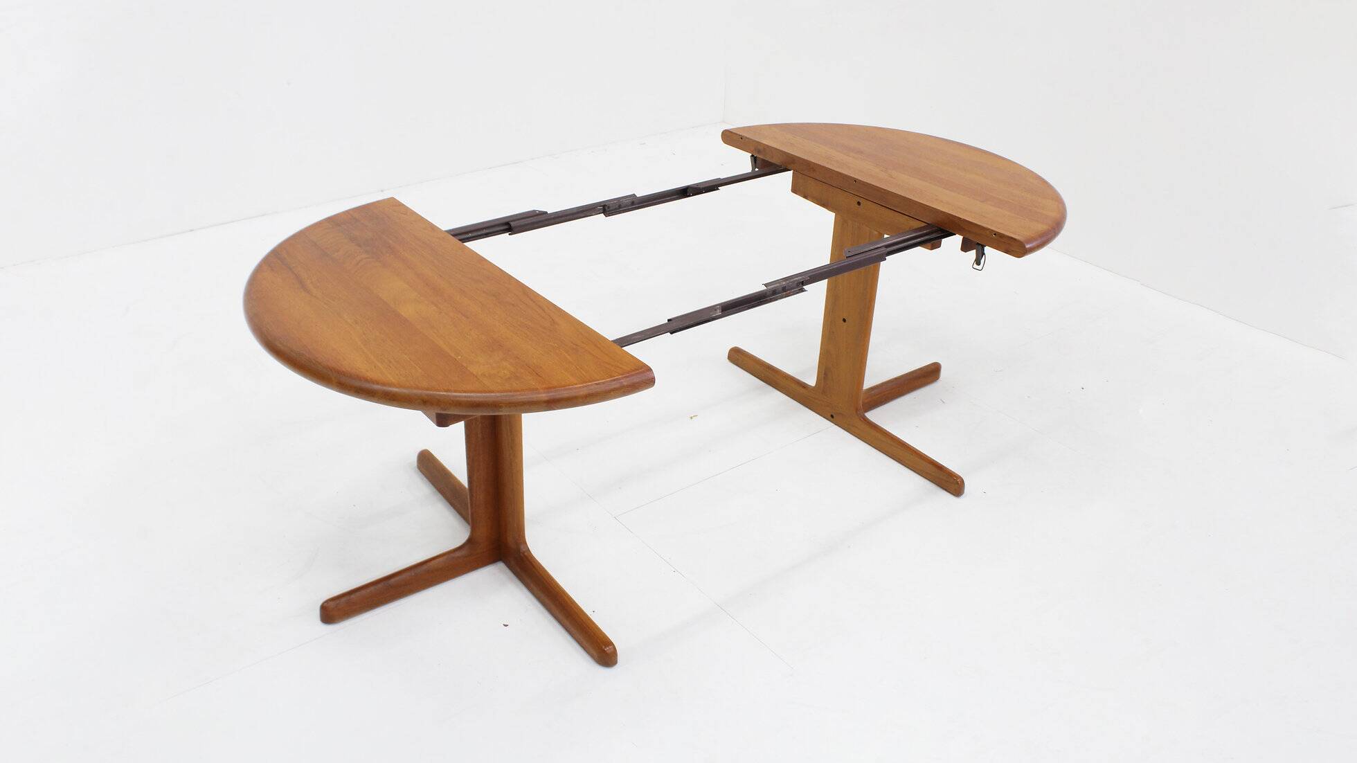 Vintage Danish round extendable dining table solid teak 1960s