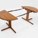 Vintage Danish round extendable dining table solid teak 1960s