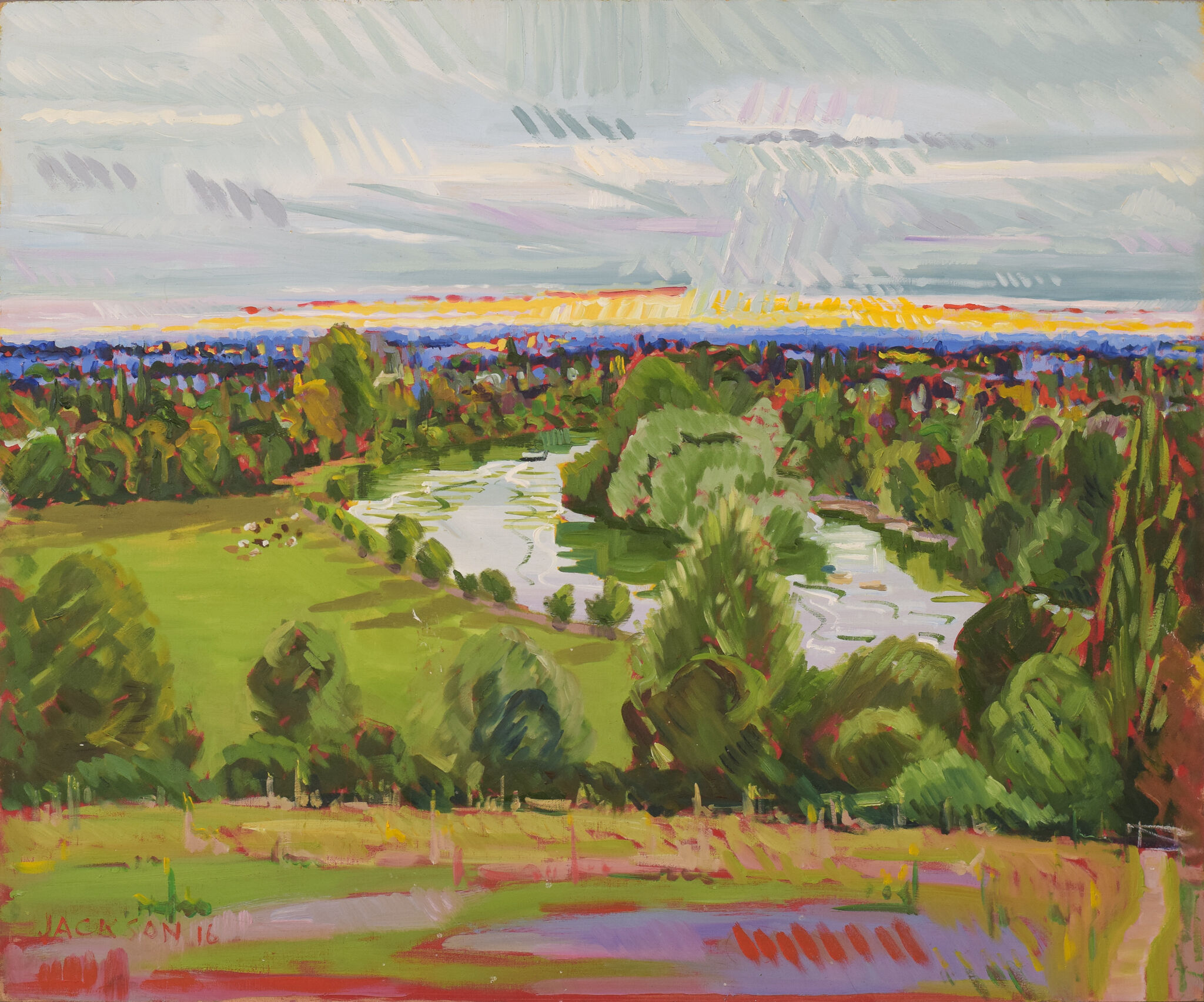 Huile sur toile Richmond Terrace Coucher de soleil, en plein air