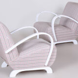 Original pair of white art deco beech armchairs, czechia, 1930s
