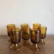 set of 7 tulip foot roller glasses Ibiza 1970 in large irregular glass
