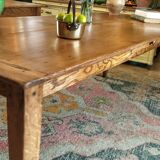 Solid oak farmhouse table with two-plank top